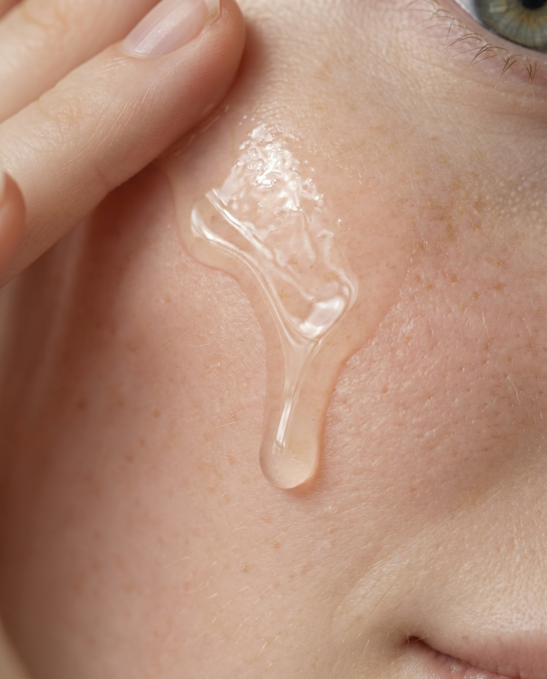 Serum texture on skin at night